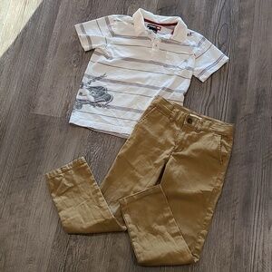 Tony Hawk Polo with Matching Khaki Pants Size 7